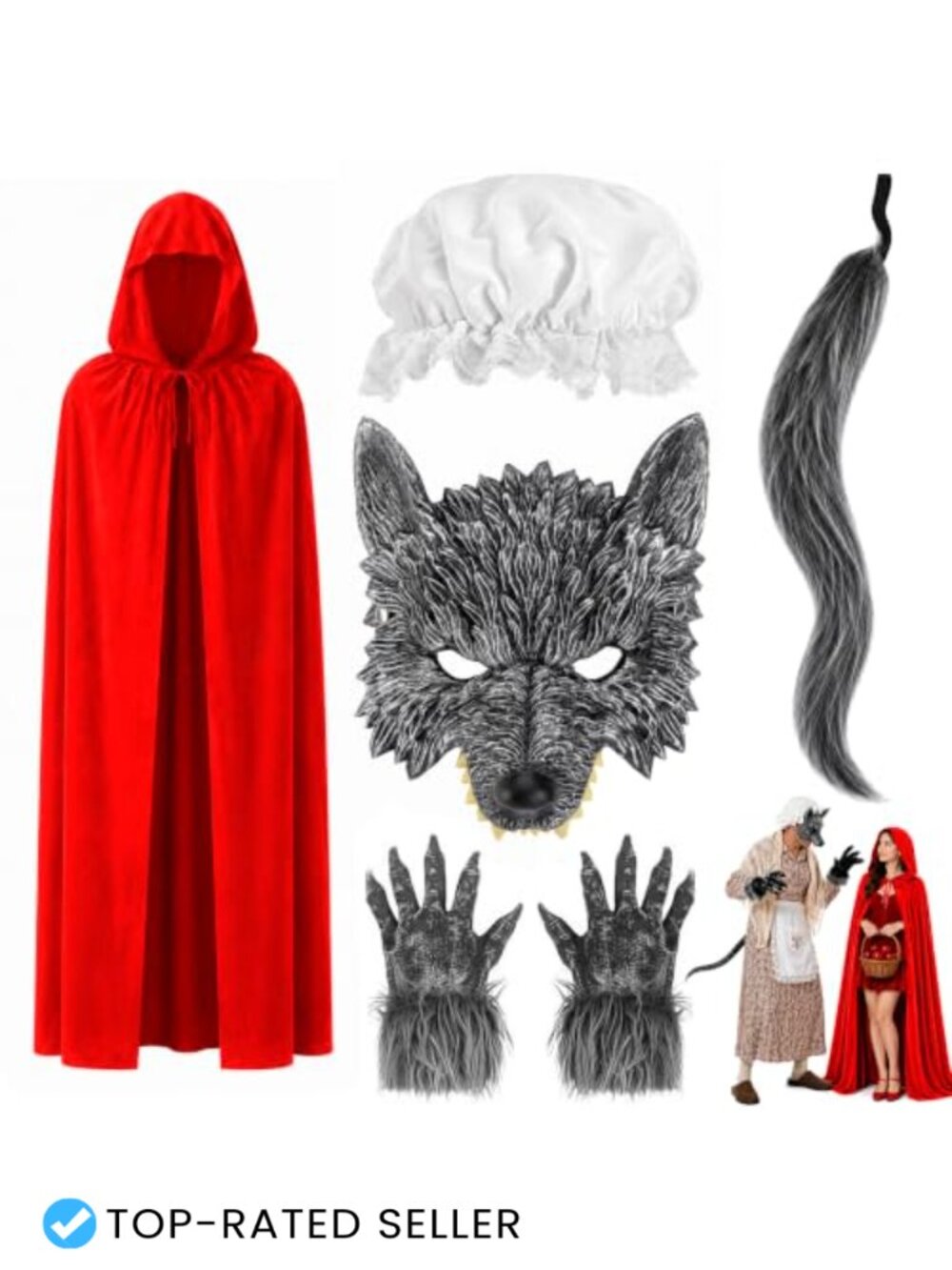 Wolf Couples Halloween Costume Set Cape Mask Gloves Tail
